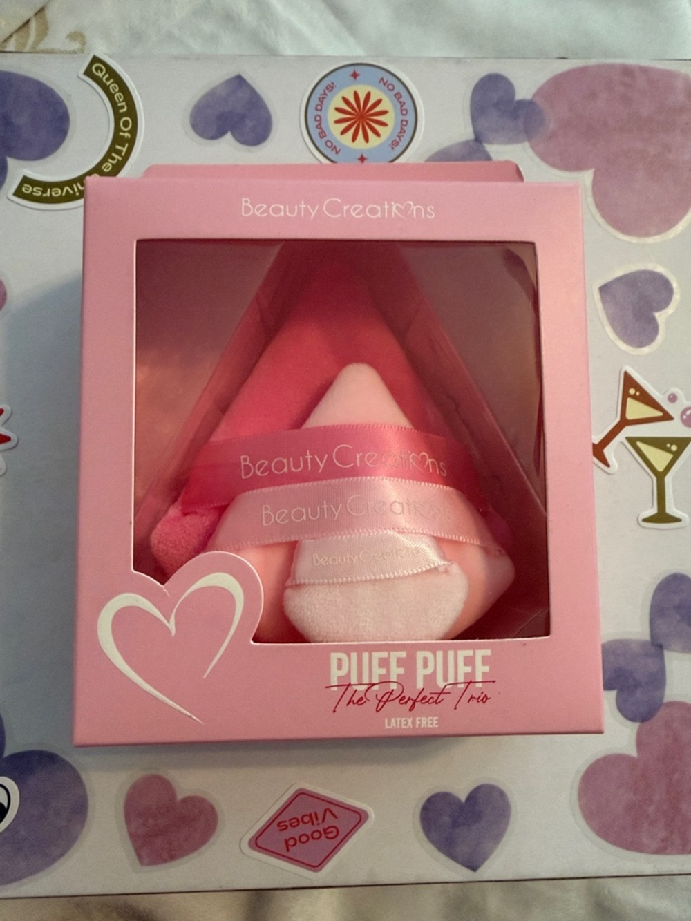 Beauty Creations Pink Plush Puff Trio Makeup Sponges